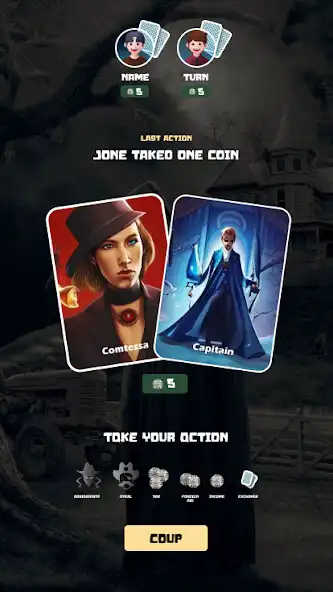 Play Coup board game as an online game Coup board game with UptoPlay