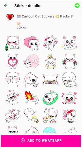 Play Cute Cartoon Cat Stickers for WhatsApp as an online game Cute Cartoon Cat Stickers for WhatsApp with UptoPlay