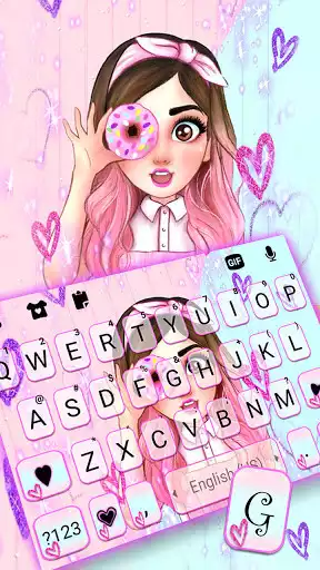 Play Cute Donut Girl Keyboard Background as an online game Cute Donut Girl Keyboard Background with UptoPlay