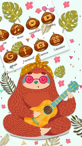 Play Cute Guitar Sloth Themes HD Wallpapers 3D icons  and enjoy Cute Guitar Sloth Themes HD Wallpapers 3D icons with UptoPlay