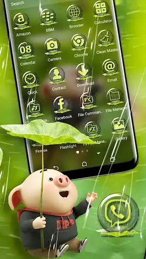 Play Cute Pig Rainy Launcher Theme as an online game Cute Pig Rainy Launcher Theme with UptoPlay