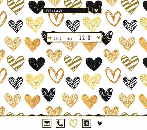 Play Cute Wallpaper Gold  Black Hearts Theme