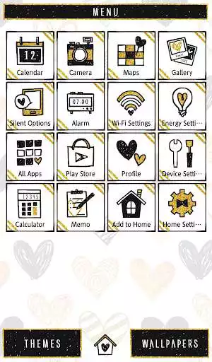 Play Cute Wallpaper Gold  Black Hearts Theme