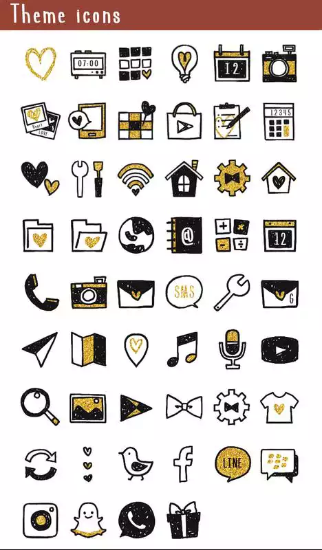 Play Cute Wallpaper Gold  Black Hearts Theme