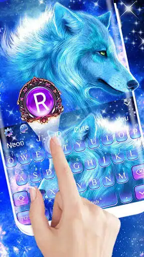 Play Cyan Neon Wolf Keyboard as an online game Cyan Neon Wolf Keyboard with UptoPlay