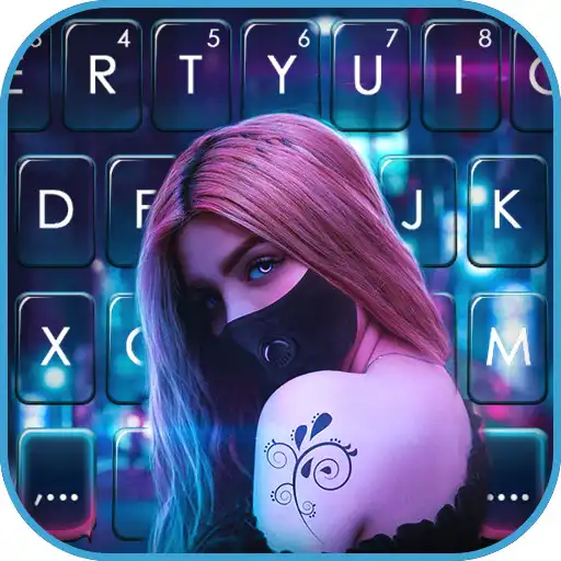 Play Cyberpunk Mask Girl Keyboard Background APK