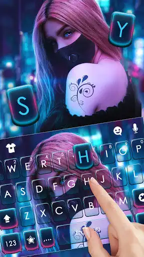 Play Cyberpunk Mask Girl Keyboard Background as an online game Cyberpunk Mask Girl Keyboard Background with UptoPlay