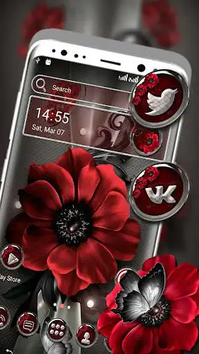 Play Dark Red Flower Launcher Theme  and enjoy Dark Red Flower Launcher Theme with UptoPlay