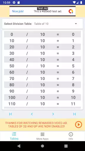 Play Division Tables