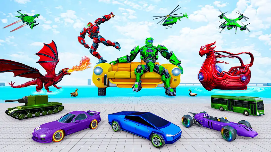 Jouez à Dragon Robot Game: Flying Car comme un jeu en ligne Dragon Robot Game: Flying Car avec UptoPlay