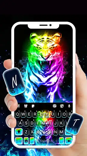 Play Fiery Neon Tiger Keyboard Background  and enjoy Fiery Neon Tiger Keyboard Background with UptoPlay