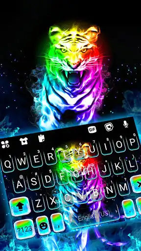 Play Fiery Neon Tiger Keyboard Background as an online game Fiery Neon Tiger Keyboard Background with UptoPlay