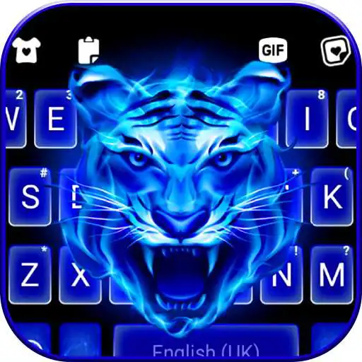 Play Fire Blue Tiger Keyboard Background APK