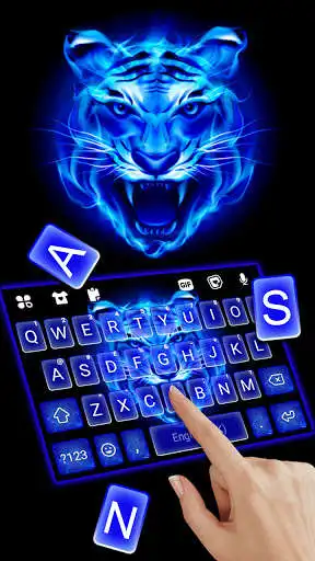 Play Fire Blue Tiger Keyboard Background as an online game Fire Blue Tiger Keyboard Background with UptoPlay