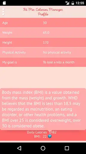 Play Fit Me: Calories Diary as an online game Fit Me: Calories Diary with UptoPlay