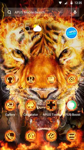 Play Flame Cool Tiger- APUS Launcher Free Theme