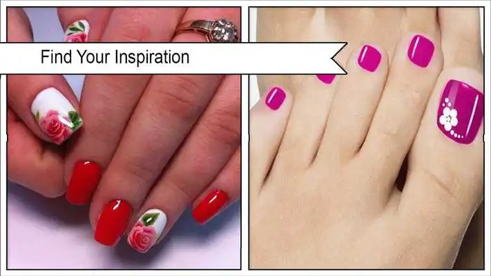 Play Floral Hot Pink Nail Art Design