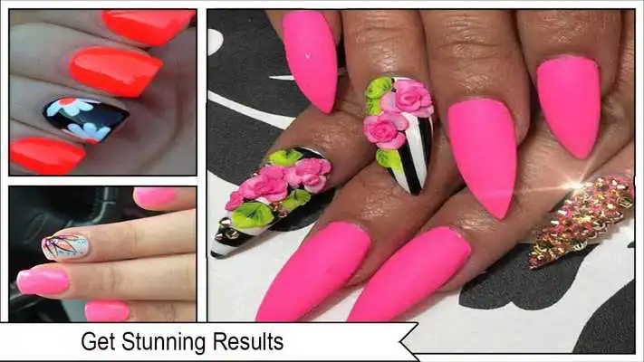 Play Floral Hot Pink Nail Art Design