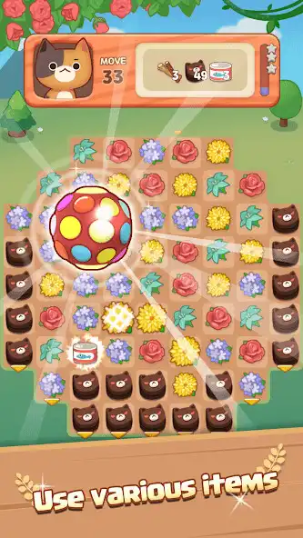 Play Flower Road with Cat : 3 Match Puzzle as an online game Flower Road with Cat : 3 Match Puzzle with UptoPlay