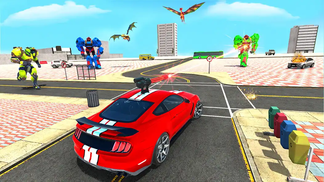 Play Flying dino car transform game as an online game Flying dino car transform game with UptoPlay