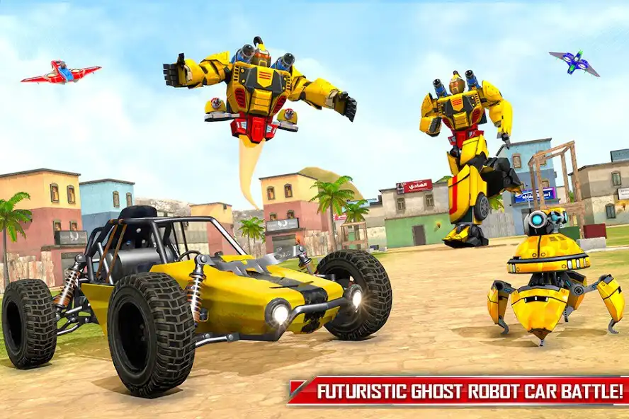 Play Flying Ghost Robot Car Game as an online game Flying Ghost Robot Car Game with UptoPlay