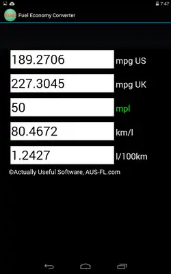 Play Fuel Economy Converter