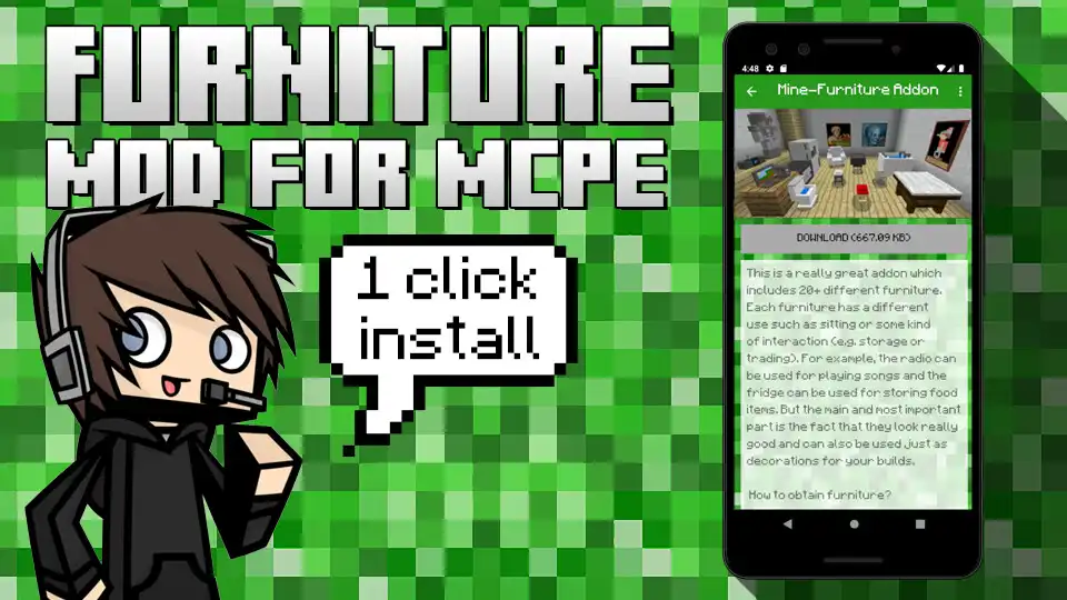 Play Furniture Mod for MC Pocket Edition  and enjoy Furniture Mod for MC Pocket Edition with UptoPlay