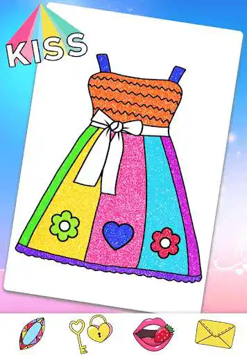 Play Glitter Dress Coloring Game For Girls as an online game Glitter Dress Coloring Game For Girls with UptoPlay