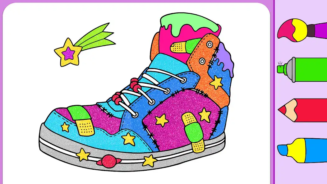 Play Glitter Sneakers Coloring Book as an online game Glitter Sneakers Coloring Book with UptoPlay