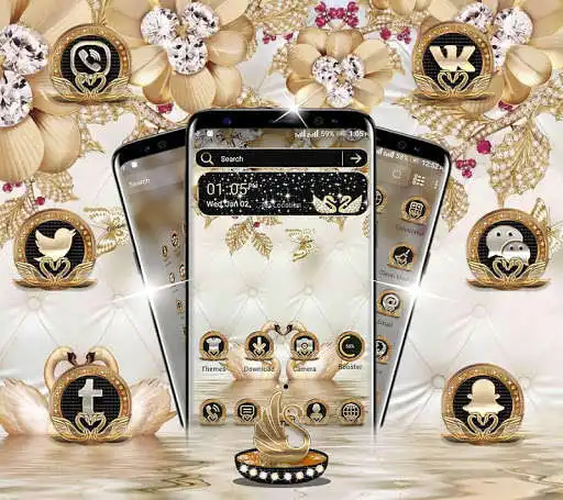 Play Golden Swan Launcher Theme as an online game Golden Swan Launcher Theme with UptoPlay