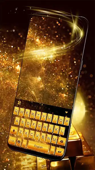 Play Gold Glitter Keyboard Theme as an online game Gold Glitter Keyboard Theme with UptoPlay