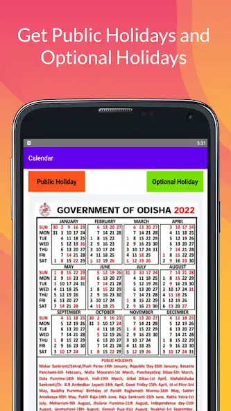 Play Govt of Odisha Calendar 2022  and enjoy Govt of Odisha Calendar 2022 with UptoPlay