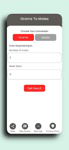 Play Grams to Moles Calculator as an online game Grams to Moles Calculator with UptoPlay