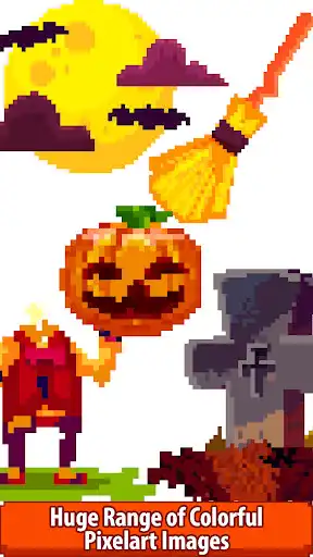 Play Halloween Pixel Art:Paint by Number, Coloring Book as an online game Halloween Pixel Art:Paint by Number, Coloring Book with UptoPlay