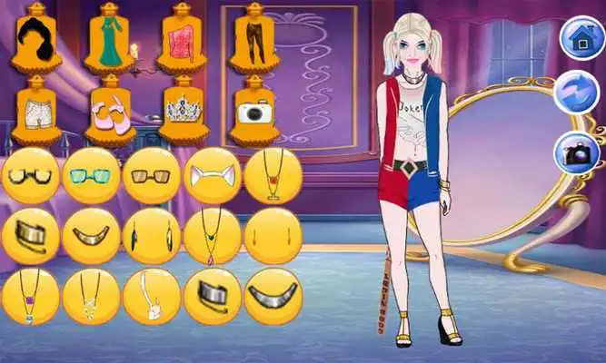 Play Harley Quinn dressup games fashion