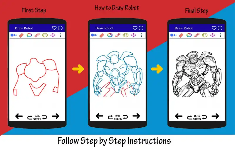 Play How to Draw Animated Robot as an online game How to Draw Animated Robot with UptoPlay