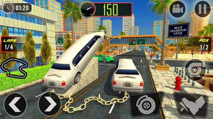 Play Impossible Limo Chained Cars City Driving Rivals