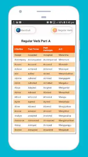 Play APK Kamus Regular dan Irregular Verb Beserta Artinya  and enjoy Kamus Regular dan Irregular Verb Beserta Artinya using ApkO