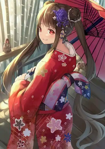 Play Kimono Anime Girl Wallpaper HD  and enjoy Kimono Anime Girl Wallpaper HD with UptoPlay