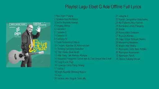 Play Lagu Ebiet G Ade  Full Offline  and enjoy Lagu Ebiet G Ade  Full Offline with UptoPlay