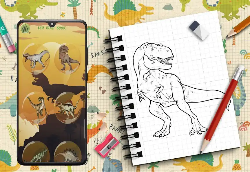 Play Learn How to Draw Dinosaurs as an online game Learn How to Draw Dinosaurs with UptoPlay