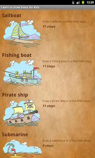 Play APK Learn to draw boats for Kids  and enjoy Learn to draw boats for Kids with UptoPlay com.buildingexamples.learn.to.draw.boats