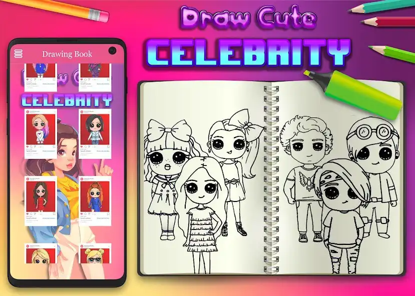 Play Learn to Draw Cute Chibi Celebrities  and enjoy Learn to Draw Cute Chibi Celebrities with UptoPlay