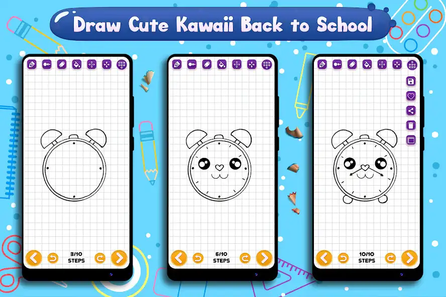 Play Learn to Draw Cute Kawaii School Supplies as an online game Learn to Draw Cute Kawaii School Supplies with UptoPlay