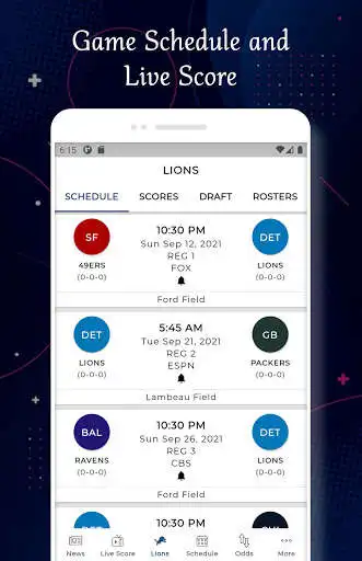 Play Lions - Football Live Score & Schedule as an online game Lions - Football Live Score & Schedule with UptoPlay