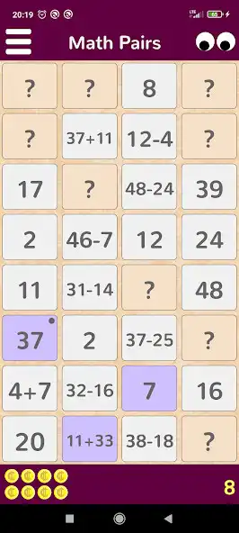 Play Math Pairs as an online game Math Pairs with UptoPlay