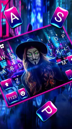 Play Neon Anonymous Girl Keyboard Background as an online game Neon Anonymous Girl Keyboard Background with UptoPlay