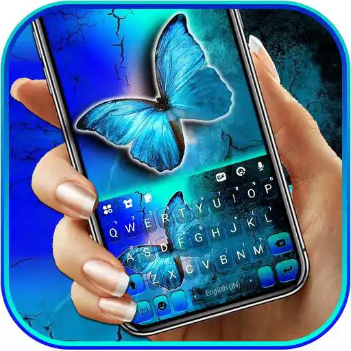 Play Neon Blue Butterfly Keyboard Background APK