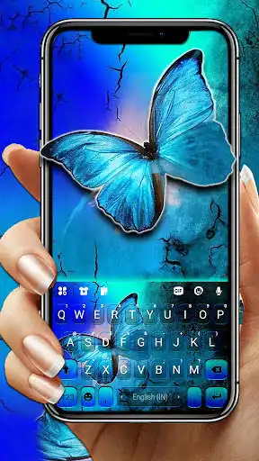 Play Neon Blue Butterfly Keyboard Background  and enjoy Neon Blue Butterfly Keyboard Background with UptoPlay