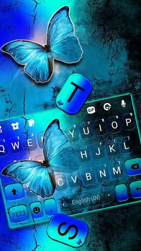 Play Neon Blue Butterfly Keyboard Background as an online game Neon Blue Butterfly Keyboard Background with UptoPlay